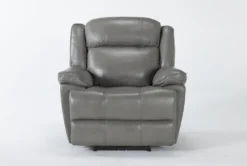 Eckhart Grey Leather Power Recliner With Power Headrest & USB