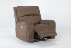 Palmer Brown Power Recliner With Power Headrest & USB -Living Room Furniture Shop 268373 brown polyester recliner side 19