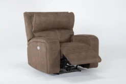 Palmer Brown Power Recliner With Power Headrest & USB -Living Room Furniture Shop 268373 brown polyester recliner side 20