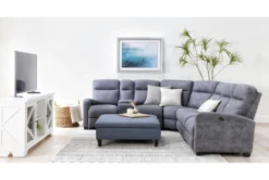 Perch II 40" Fabric Large Square Storage Ottoman -Living Room Furniture Shop 268464 blue fabric ottoman room 62