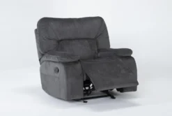 Chadrick Grey Manual Glider Recliner -Living Room Furniture Shop 268642 grey polyester recliner side 19