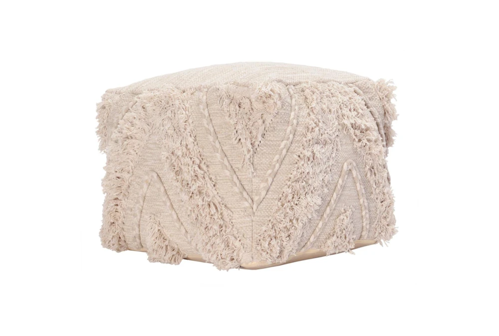 Pouf-Textured Ivory Zig Zag 18X18 1 Pouf-Textured Ivory Zig Zag 18X18