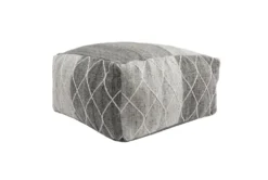 Pouf-Gray And Ivory Pattern 24X24