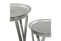 Galvanized Metal Pedestal Accent Table-Set Of 2 -Living Room Furniture Shop 269944 grey metal accent table detail 44