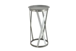Galvanized Metal Pedestal Accent Table-Set Of 2 -Living Room Furniture Shop 269944 grey metal accent table material 76