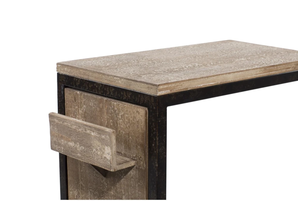 Metal And Wood C-Table With Storage 3 Metal And Wood C-Table With Storage - Image 3