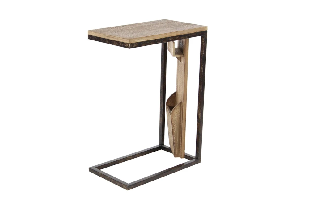 Metal And Wood C-Table With Storage 4 Metal And Wood C-Table With Storage - Image 4