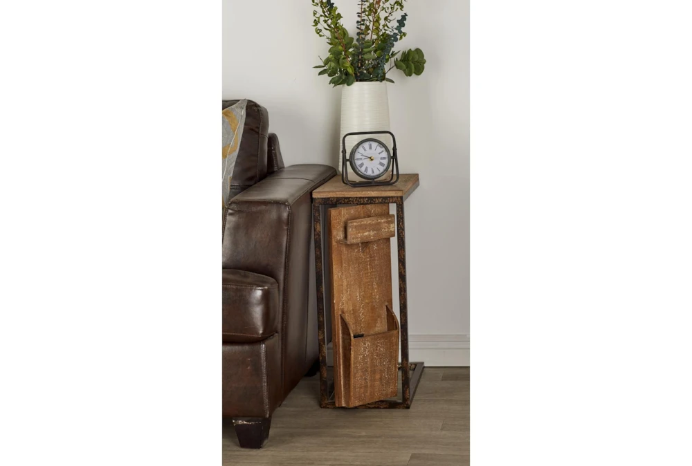 Metal And Wood C-Table With Storage 6 Metal And Wood C-Table With Storage - Image 6