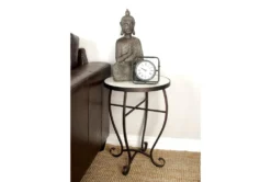16" Traditional Scrolled Round Metal And Marble Accent Table 18 16" Traditional Scrolled Round Metal And Marble Accent Table -Living Room Furniture Shop 270014 beige metal accent table room 85