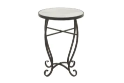 16" Traditional Scrolled Round Metal And Marble Accent Table 17 16" Traditional Scrolled Round Metal And Marble Accent Table -Living Room Furniture Shop 270014 brown metal accent table back 82