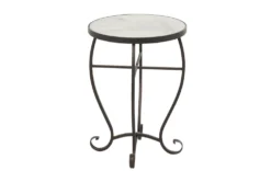 16" Traditional Scrolled Round Metal And Marble Accent Table 19 16" Traditional Scrolled Round Metal And Marble Accent Table -Living Room Furniture Shop 270014 brown metal accent table material 76