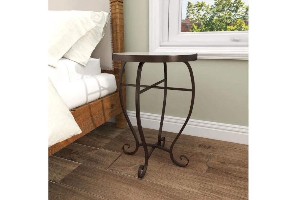 16" Traditional Scrolled Round Metal And Marble Accent Table 8 16" Traditional Scrolled Round Metal And Marble Accent Table - Image 8