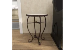 16" Traditional Scrolled Round Metal And Marble Accent Table 23 16" Traditional Scrolled Round Metal And Marble Accent Table -Living Room Furniture Shop 270014 brown metal accent table room 89