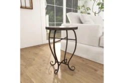 16" Traditional Scrolled Round Metal And Marble Accent Table 24 16" Traditional Scrolled Round Metal And Marble Accent Table -Living Room Furniture Shop 270014 brown metal accent table room 90