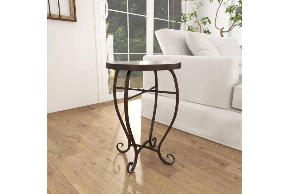 16" Traditional Scrolled Round Metal And Marble Accent Table 10 16" Traditional Scrolled Round Metal And Marble Accent Table - Image 10
