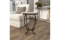 16" Traditional Scrolled Round Metal And Marble Accent Table 26 16" Traditional Scrolled Round Metal And Marble Accent Table -Living Room Furniture Shop 270014 brown metal accent table room 92