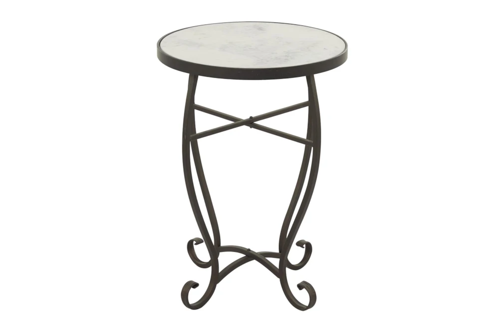 16" Traditional Scrolled Round Metal And Marble Accent Table 1 16" Traditional Scrolled Round Metal And Marble Accent Table