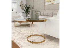 19" Modern Round Mirrored Accent Table -Living Room Furniture Shop 270015 gold acrylic accent table room 88