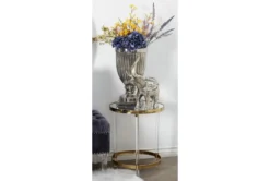 19" Modern Round Mirrored Accent Table -Living Room Furniture Shop 270015 gold plastic accent table room 85