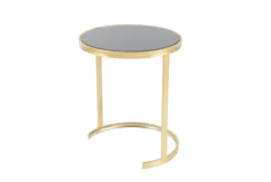 Metallic Gold And Black Nesting Accent Tables-Set Of 3 -Living Room Furniture Shop 270029 gold metal accent table front 03