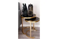 Metallic Gold And Black Nesting Accent Tables-Set Of 3 -Living Room Furniture Shop 270029 gold metal accent table room 85