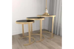 Metallic Gold And Black Nesting Accent Tables-Set Of 3 -Living Room Furniture Shop 270029 gold metal accent table room 88