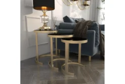 Metallic Gold And Black Nesting Accent Tables-Set Of 3 -Living Room Furniture Shop 270029 gold metal accent table room 89