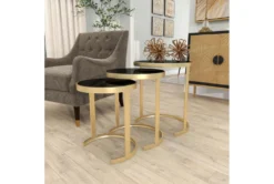 Metallic Gold And Black Nesting Accent Tables-Set Of 3 -Living Room Furniture Shop 270029 gold metal accent table room 92