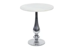 20" Round Silver And Marble Pedestal Accent Table -Living Room Furniture Shop 270032 white marble accent table material 76