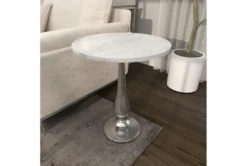 20" Round Silver And Marble Pedestal Accent Table -Living Room Furniture Shop 270032 white marble accent table room 88