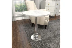 20" Round Silver And Marble Pedestal Accent Table -Living Room Furniture Shop 270032 white marble accent table room 89