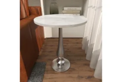 20" Round Silver And Marble Pedestal Accent Table -Living Room Furniture Shop 270032 white marble accent table room 90