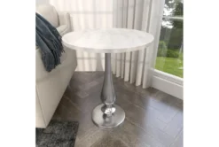 20" Round Silver And Marble Pedestal Accent Table -Living Room Furniture Shop 270032 white marble accent table room 91