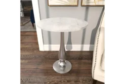 20" Round Silver And Marble Pedestal Accent Table -Living Room Furniture Shop 270032 white marble accent table room 92