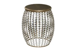 16" Silver Bead And Wood Accent Table -Living Room Furniture Shop 270295 silver metal accent table material 76