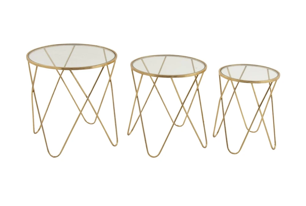 Contemporary Geometric Gold Accent Tables-Set Of 3 1 Contemporary Geometric Gold Accent Tables-Set Of 3