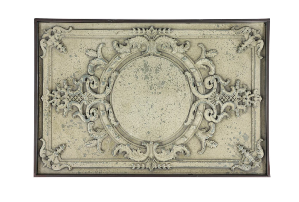 Small Black Metal & Carved Vintage Grey Wood Nesting Accent Tables-Set Of 3 6 Small Black Metal & Carved Vintage Grey Wood Nesting Accent Tables-Set Of 3 - Image 6