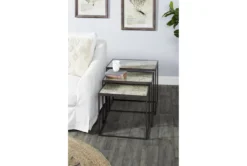 Small Black Metal & Carved Vintage Grey Wood Nesting Accent Tables-Set Of 3 16 Small Black Metal & Carved Vintage Grey Wood Nesting Accent Tables-Set Of 3 -Living Room Furniture Shop 270318 grey metal accent table room 85