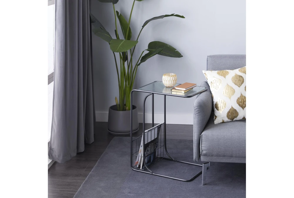 Metal And Glass C Table With Magazine Rack 6 Metal And Glass C Table With Magazine Rack - Image 6