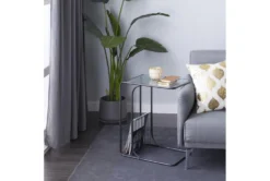 Metal And Glass C Table With Magazine Rack -Living Room Furniture Shop 270335 brown wood accent table room 86