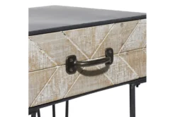 Modern Iron And Wood End Table With Chevron Patterned Drawer -Living Room Furniture Shop 270339 black metal accent table detail 44