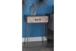 Modern Iron And Wood End Table With Chevron Patterned Drawer -Living Room Furniture Shop 270339 black metal accent table room 85