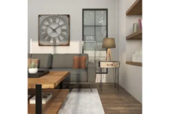 Modern Iron And Wood End Table With Chevron Patterned Drawer -Living Room Furniture Shop 270339 black metal accent table room 88