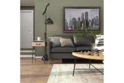 Modern Iron And Wood End Table With Chevron Patterned Drawer -Living Room Furniture Shop 270339 black metal accent table room 99