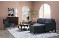 Mikayla Graphite 76" Queen Plus Sleeper With Reversible Chaise -Living Room Furniture Shop 270875 grey fabric sleeper room 60