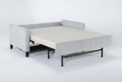 Mikayla Smoke 70" Queen Sofa Sleeper -Living Room Furniture Shop 270882 grey fabric sleeper side 19