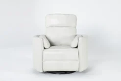 Rayna Ivory Leather Power Swivel Gider Recliner With Built-In Battery & USB