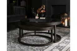 Leo 2 Piece Glass Nesting Coffee Table Set -Living Room Furniture Shop 271468 brown wood coffee table room 46