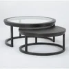Leo 2 Piece Glass Nesting Coffee Table Set