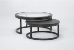 Leo 2 Piece Glass Nesting Coffee Table Set